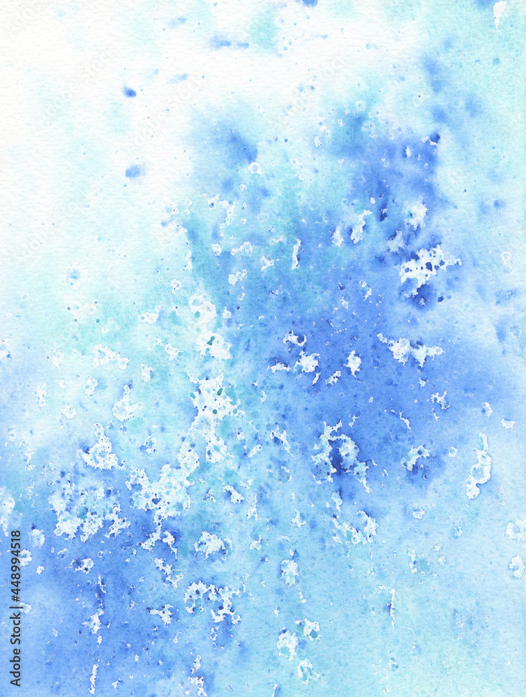 Blue watercolor abstract art background. Light illustration