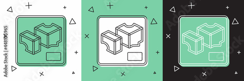 Set 3D printer icon isolated on white and green, black background. 3d printing. Vector