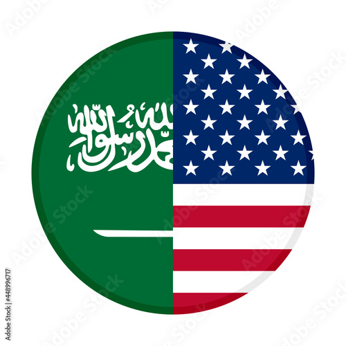 round icon of saudi arabia and united states flags. vector illustration isolated on white background