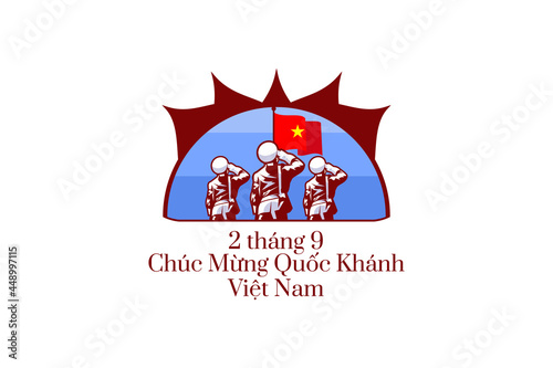 Translate: September 2, Happy National day of Vietnam. Happy National day vector illustration. Suitable for greeting card, poster and banner.