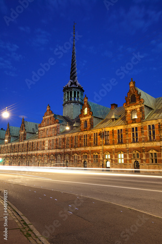 The Stock Exchange building at dusk, Copenhagen, Denmark