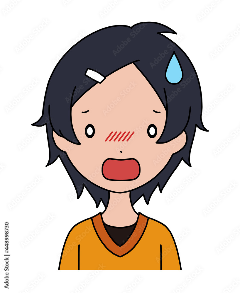 慌てた様子の女の子の顔のイラスト