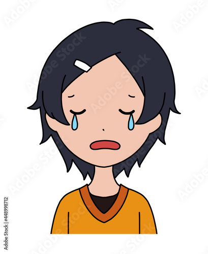 泣いている女の子の顔のイラスト