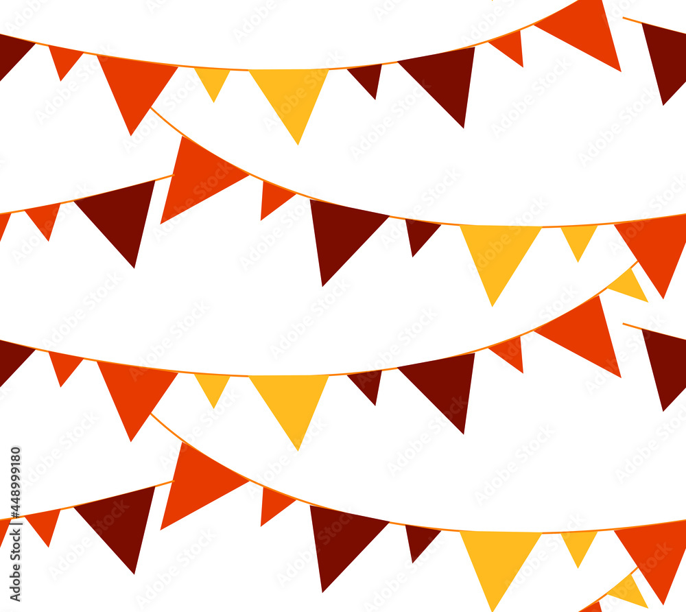 Seamless vector pattern on the theme of Halloween, colored flags on a white background. Endless texture for wallpaper, flyers, covers, banners, fill pattern, web page, background, surface.
Seamless vector pattern on the theme of Halloween, colored flags on a white background. Endless texture for wallpaper, flyers, covers, banners, fill pattern, web page, background, surface.