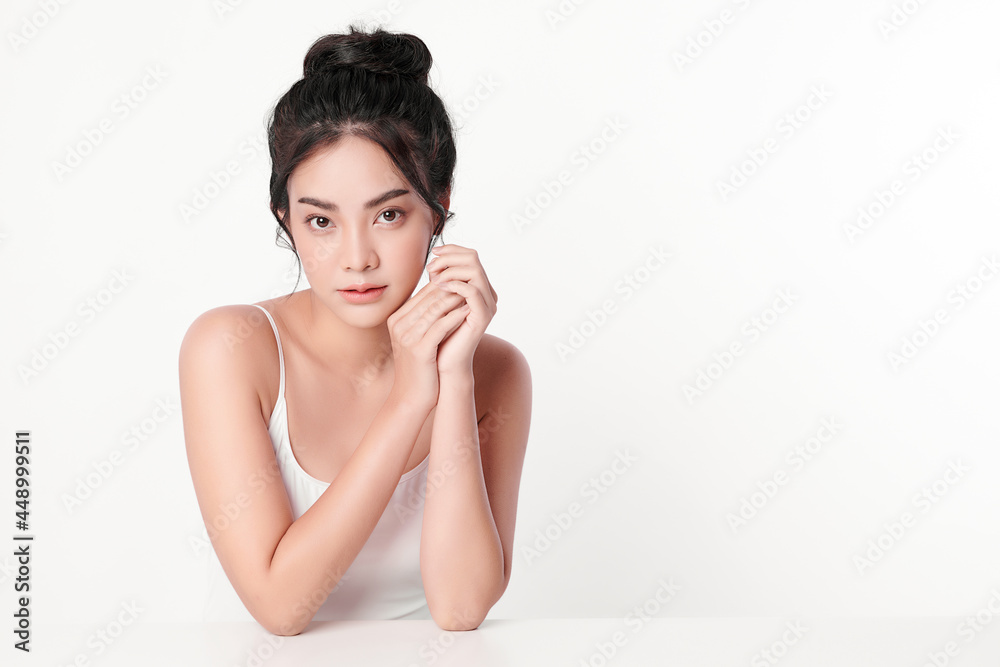Beautiful young asian woman with clean fresh skin on white background, Face care, Facial treatment, Cosmetology, beauty and spa, Asian women portrait. Beautiful young asian woman with clean fresh skin on white background, Face care, Facial treatment, Cosmetology, beauty and spa, Asian women portrait.