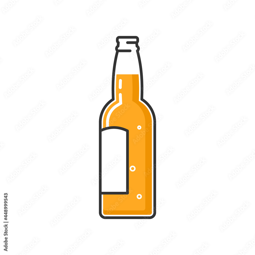 Opened beer bottle isolated on white background. Side view. Opened beer bottle isolated on white background. Side view.