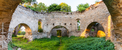 Ruins of a Greek Catholic church in Berezka, Bieszczady Mountains photo