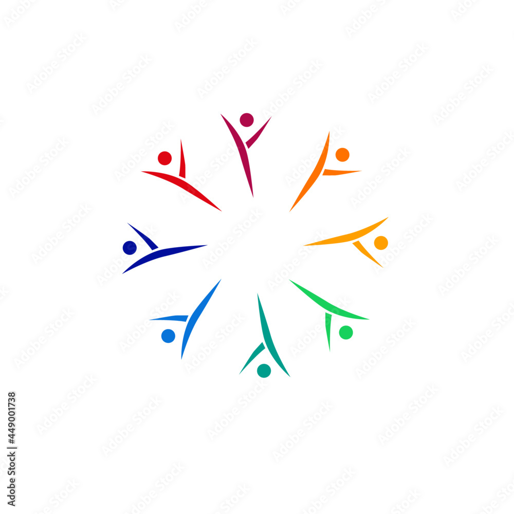 COLORFUL PEOPLE TOGETHER, PEOPLE UNION SIGN, SYMBOL, LOGO ISOLATED ON WHITE COLORFUL PEOPLE TOGETHER, PEOPLE UNION SIGN, SYMBOL, LOGO ISOLATED ON WHITE