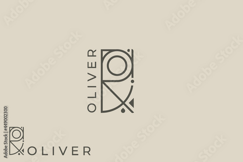 Quadro su tela monoline signature name Oliver  logo design