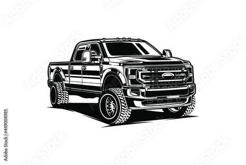 pick up truck silhouette black and white