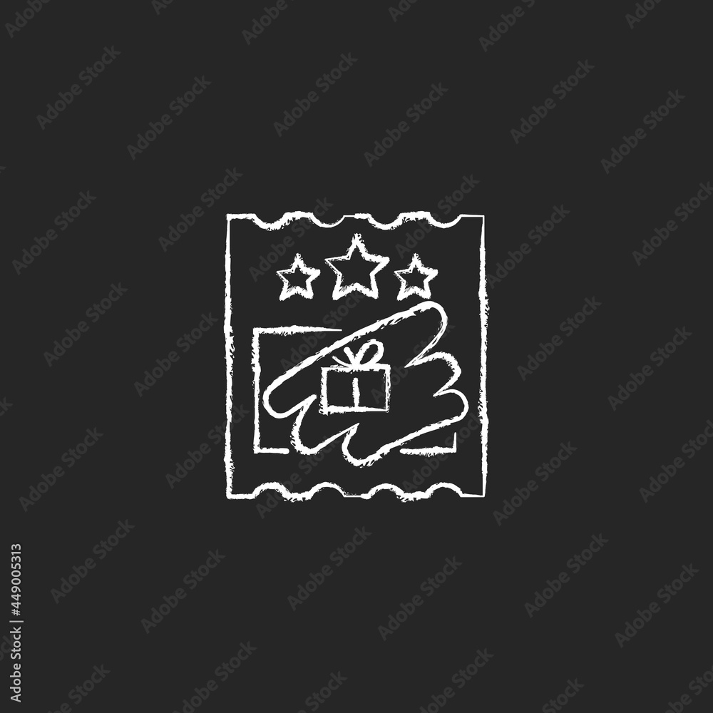 Scratch cards chalk white icon on dark background. Scratching off ...