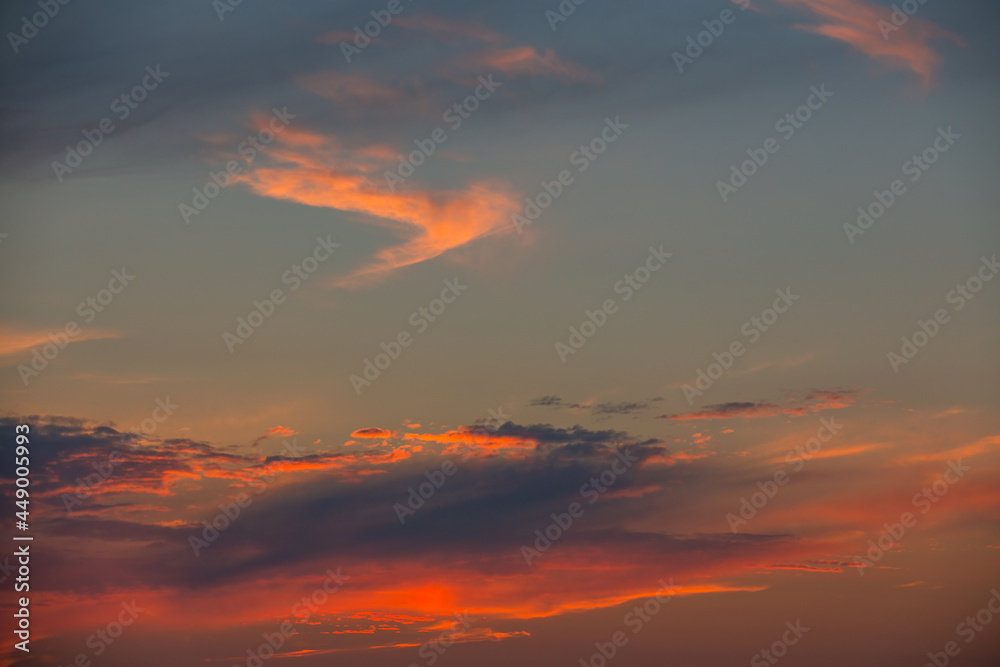 evening sky with clouds and rays of the sun, background evening sky with clouds and rays of the sun, background