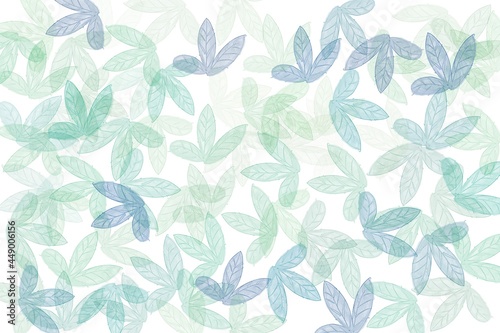 Wallpaper Mural Watercolor, leaves, green, blue, pattern, white background. For fabric, paper, card designs. Torontodigital.ca