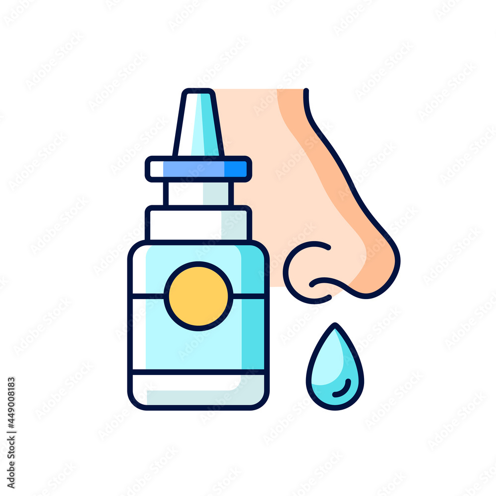 Nasal spray RGB color icon. Relieve nasal Cold relief