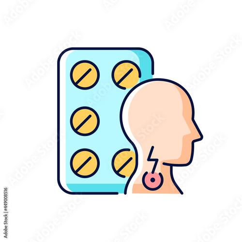 Lozenges for sore throat RGB color icon. Irritation sensations relieving. Soothing itchy throat. Remedy for killing bacteria. Cold medication. Isolated vector illustration. Simple filled line drawing