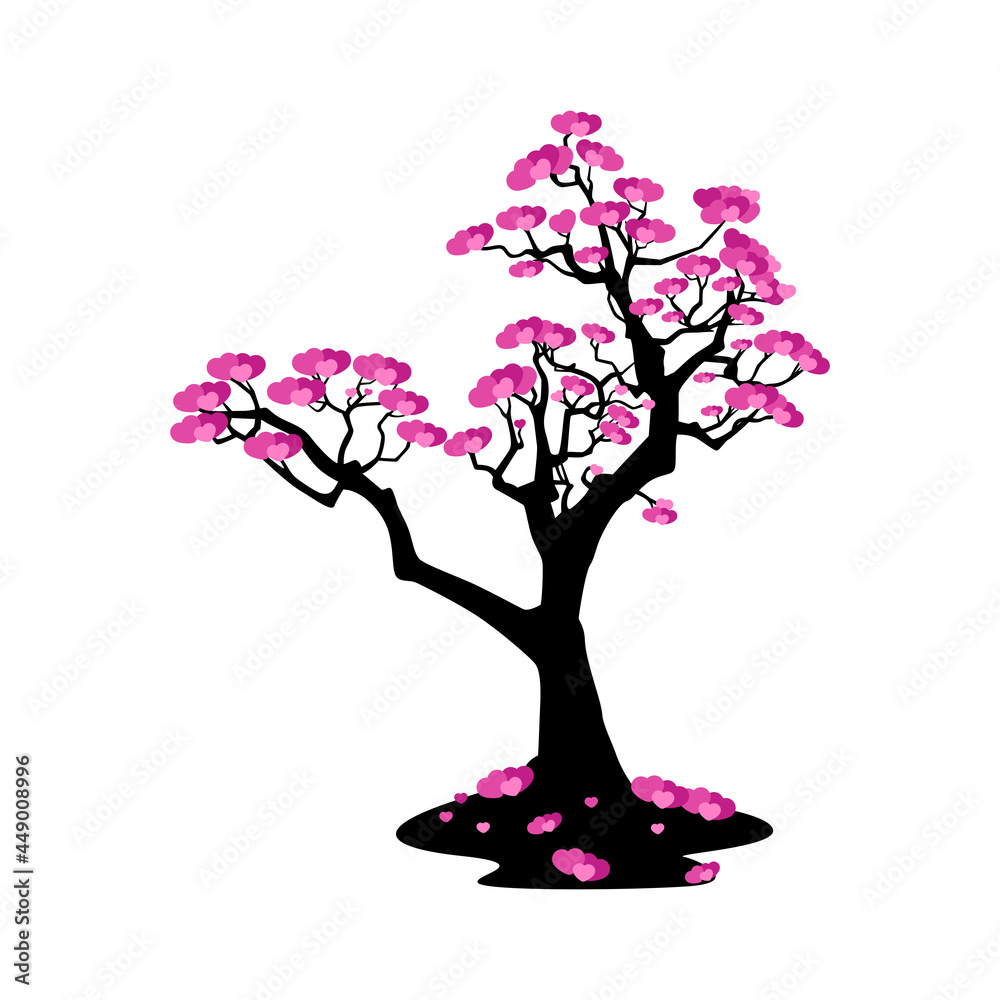 Illustration of tree love silhouette