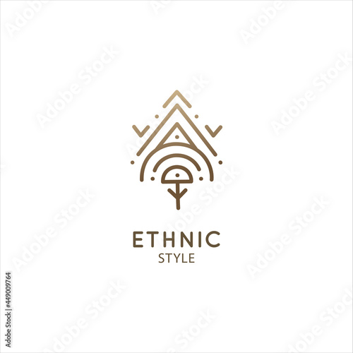 Vector logo of geometric elements template. Squire sacred symbol. Outline icon of abstract shapes