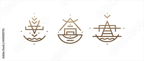 Vector logo of geometric elements template. Squire sacred symbol. Outline icon of abstract shapes