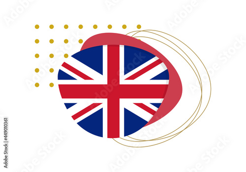 Free Download UK flag icon or badge. United Kingdom, British national emblem with abstract background and geometric shapes. Vector illustration. - GFXLoad