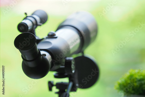 Wallpaper Mural Observation telescope on the window. Telescope for sky and stars observation, hobbies Torontodigital.ca