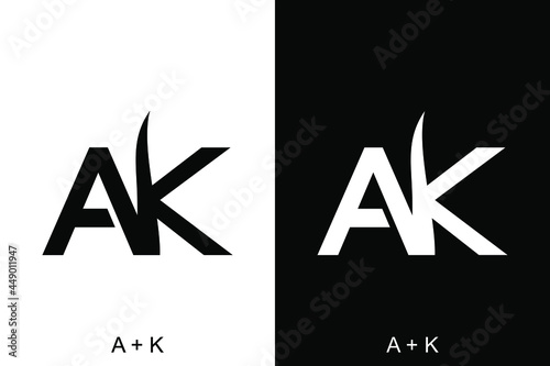 Letter A and K initials concept. Very suitable various business purposes also for symbol, logo, company name, brand name, personal name, icon and many more.
