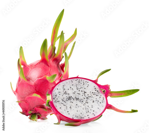 Dragon fruit, pitaya isolated on white