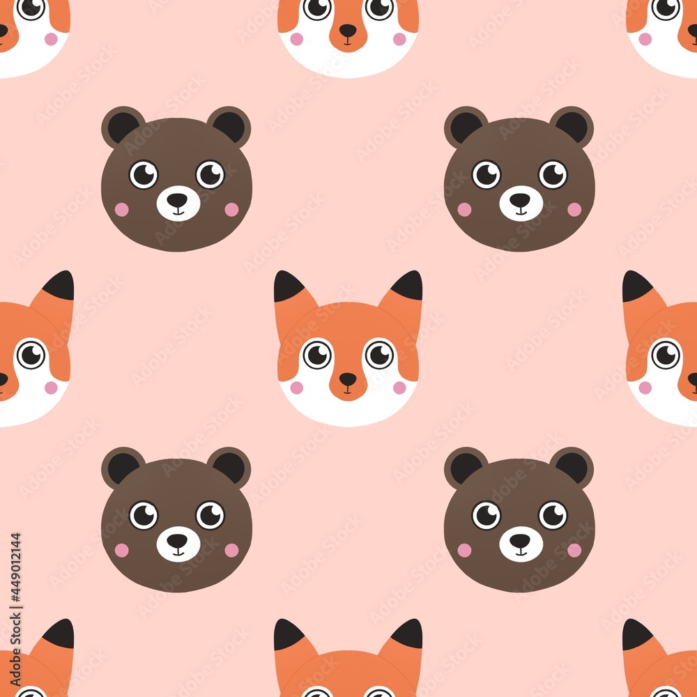 cute pattern for kids with bear and fox cute pattern for kids with bear and fox