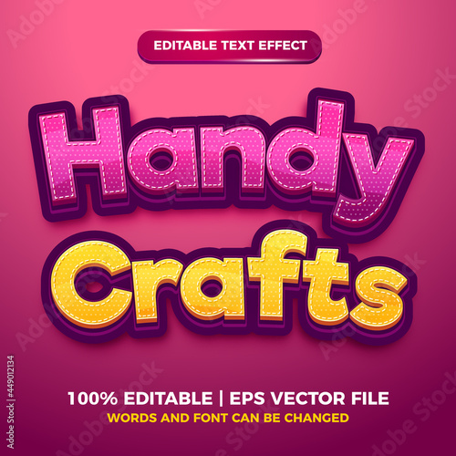 editable text effect - handycrafts cartoon 3d template syle photo