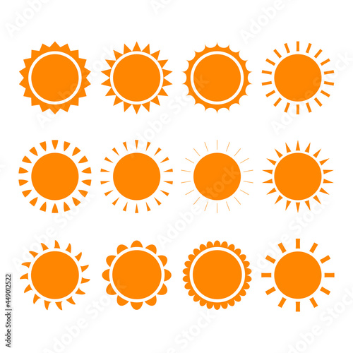 set of sun icon vector on white background