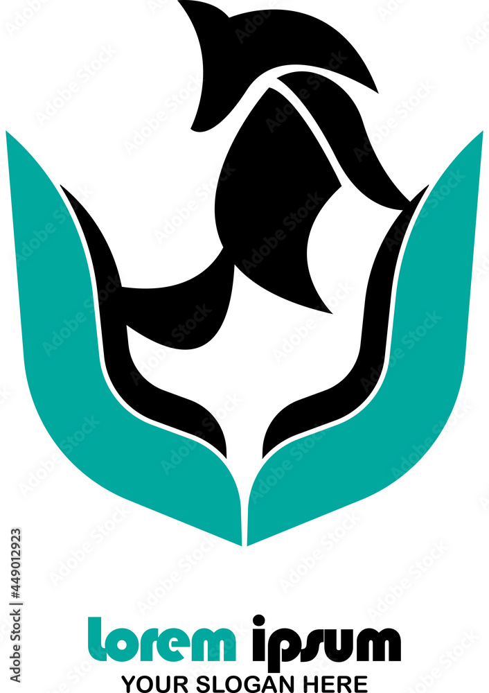 Naklejka premium fox and human hands logo