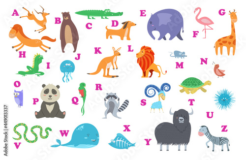 alphabet, wild animals, livestock, icon set, antelope, flamingo, horse, kangaroo, jellyfish, nightingale, x-ray, fish, mouse, shark, frog, crab, cancer, turtle, snake, dog, sheep, whale, zebra, giraff