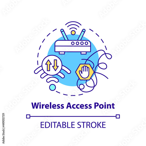 Wireless acess point concept icon. Router connection abstract idea thin line illustration. From wired connection to wireless. Vector isolated outline color drawing. Editable stroke
