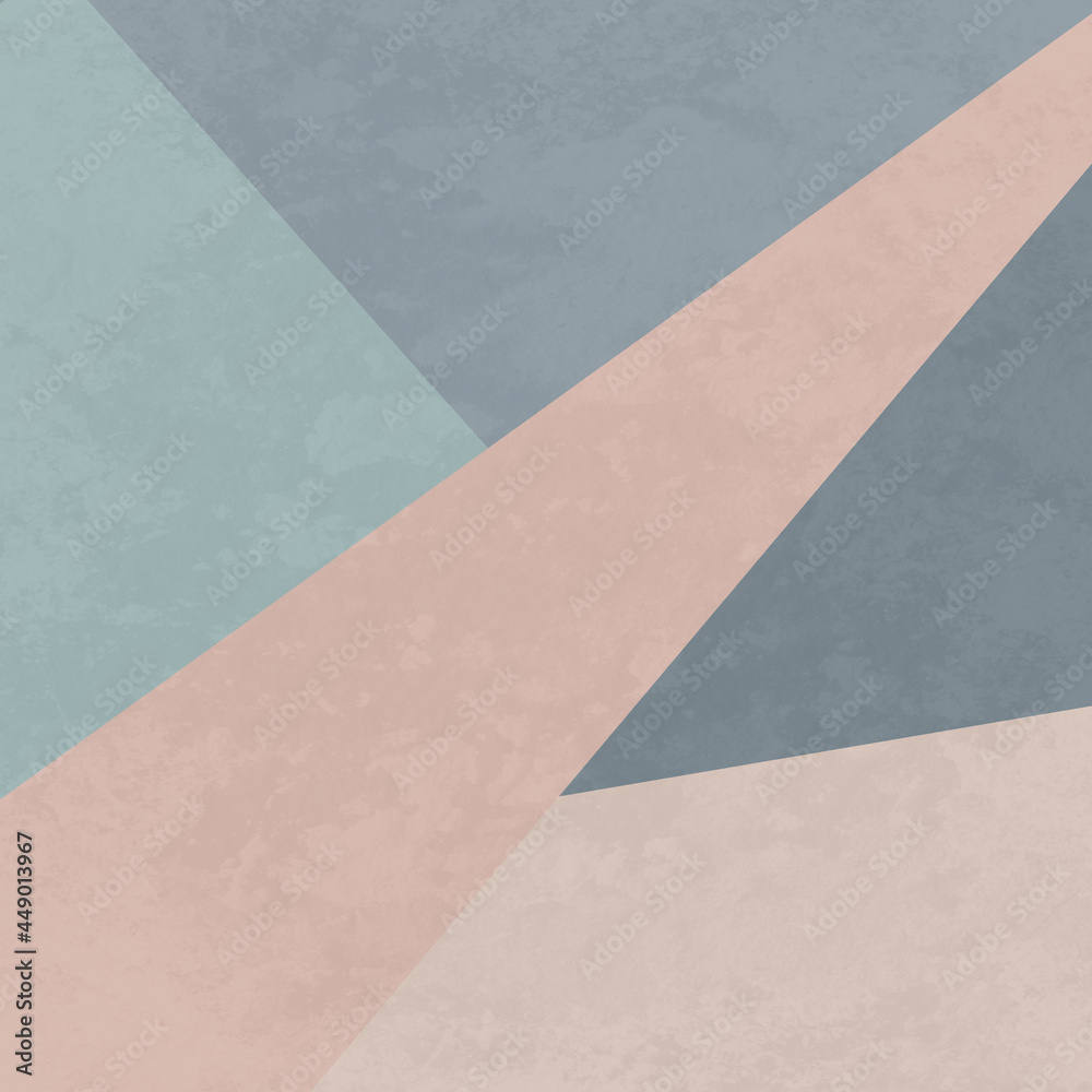 Fototapeta premium Simple geometrical design illustration with geometric shapes decoration in pink and blue colors on grunge background