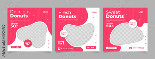 Sweet and delicious Doughnuts square flyer template