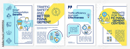 Smart transportation advantages brochure template. Flyer, booklet, leaflet print, cover design with linear icons. Vector layouts for presentation, annual reports, advertisement pages