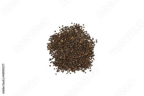 black pepper seeds on a white background and clipping path.