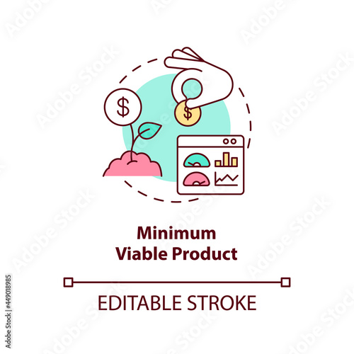 Minimum viable product concept icon. Early business development. Investment in company. Startup launch abstract idea thin line illustration. Vector isolated outline color drawing. Editable stroke photo