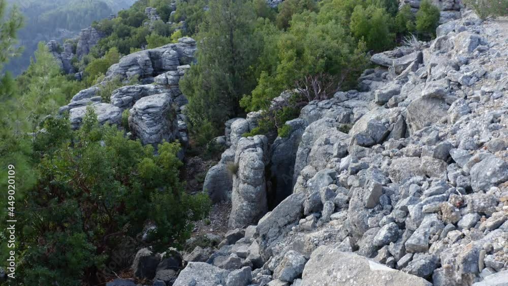 Beautiful geological formations and green trees. View from above. Beautiful geological formations and green trees. View from above.