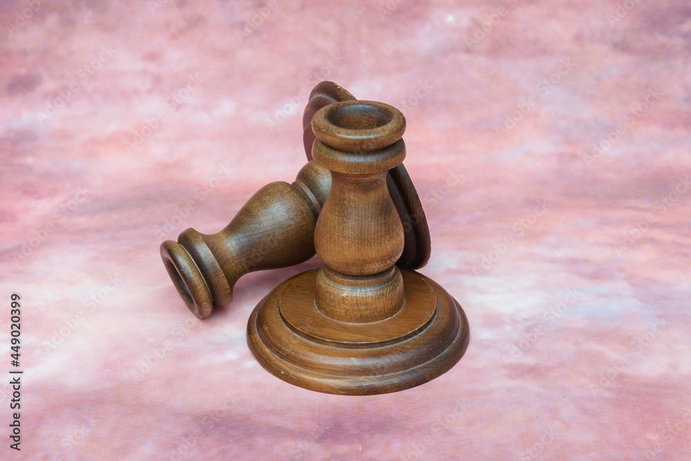 wooden candlesticks old decoration two holiday