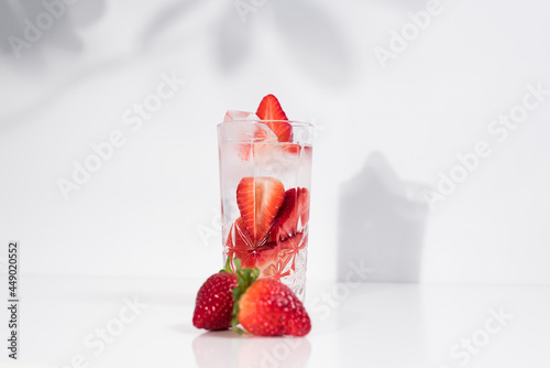 Detox drink with fresh strawberry