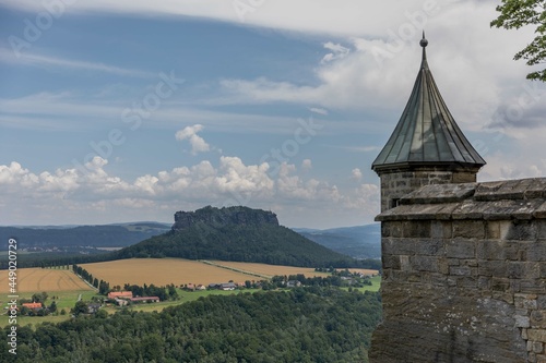 Aussicht   ber das Polenztal   ber die S  chsische Schweiz von Burg Hohnstein