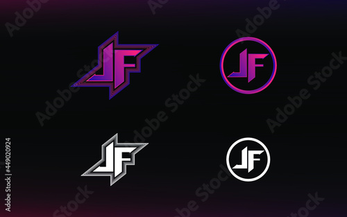 Initials JF logo with a bright color is suitable for E sports teams and others