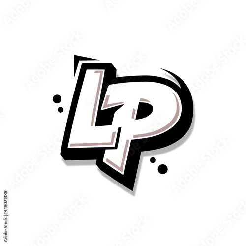 Simple Initial Logo Lettering Cartoon Grafity Black and White LP