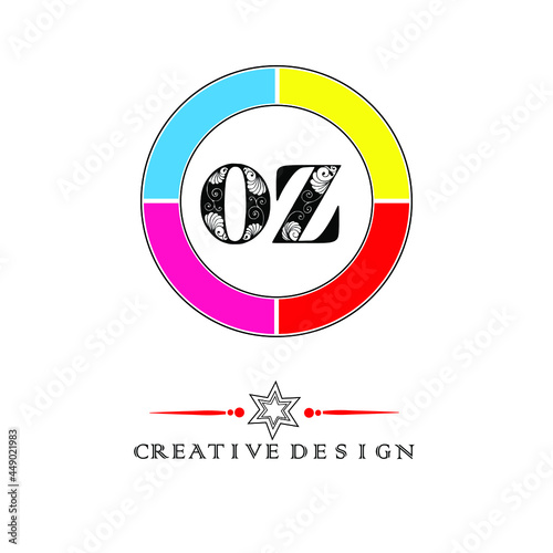 O Z.OZ floral letter logo.flower letter.floral letter logo design.creative lfloral letter in color circle. photo