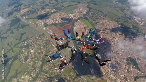 Skydivers making a formation big way photo