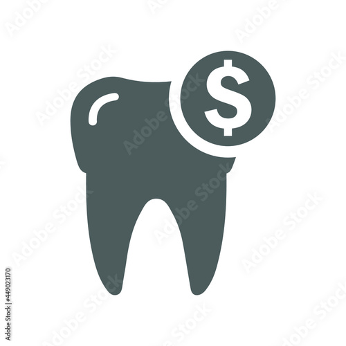Money, teeth, tooth icon. Gray color design.