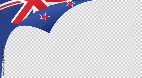 Curled corner New Zealand flag isolated  on png or transparent  background,Symbols of New Zealand template for banner,card,advertising ,magazine,vector, top gold medal winner sport country