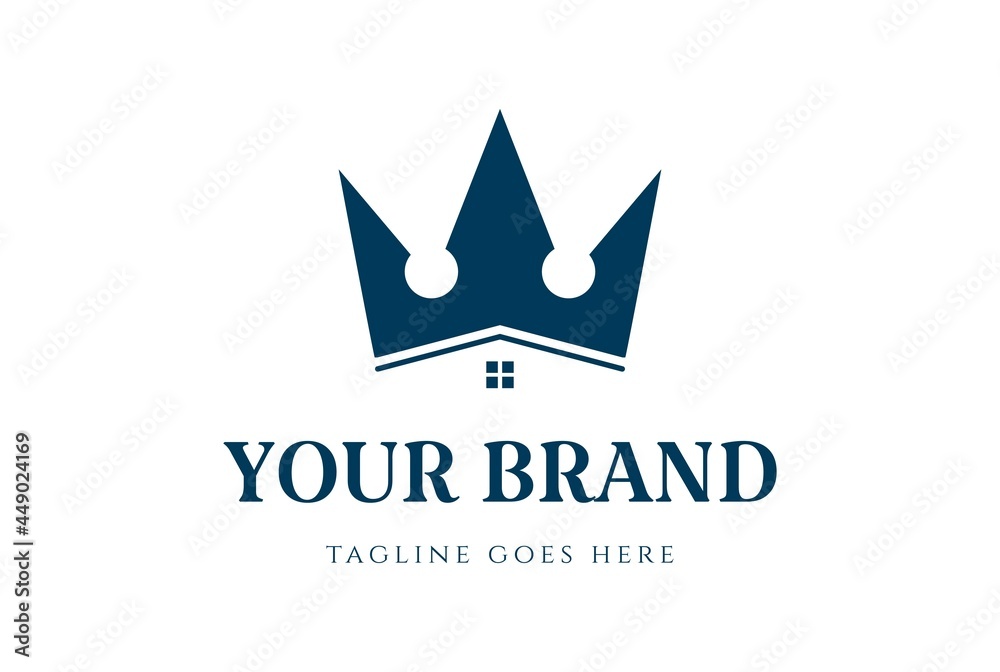 Obraz premium King Queen Crown House Apartment Real Estate Business Logo Design Vector