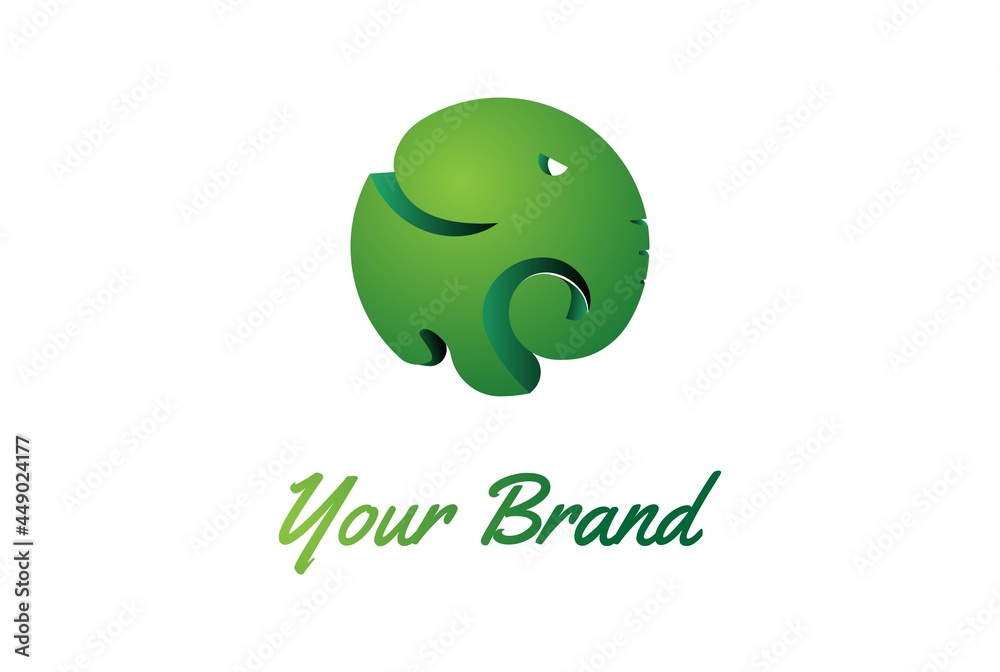 Fototapeta premium Simple Minimalist Modern Colorful Circular Elephant Icon Symbol Logo Design Vector