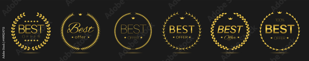 Best offer Golden laurel wreath label set Best offer Golden laurel wreath label set